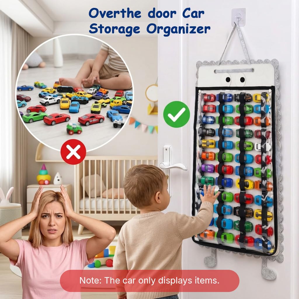 HASTHIP Hanging Car Storage Organizer with Clear Pockets for Bedrooms, Playrooms and Classrooms