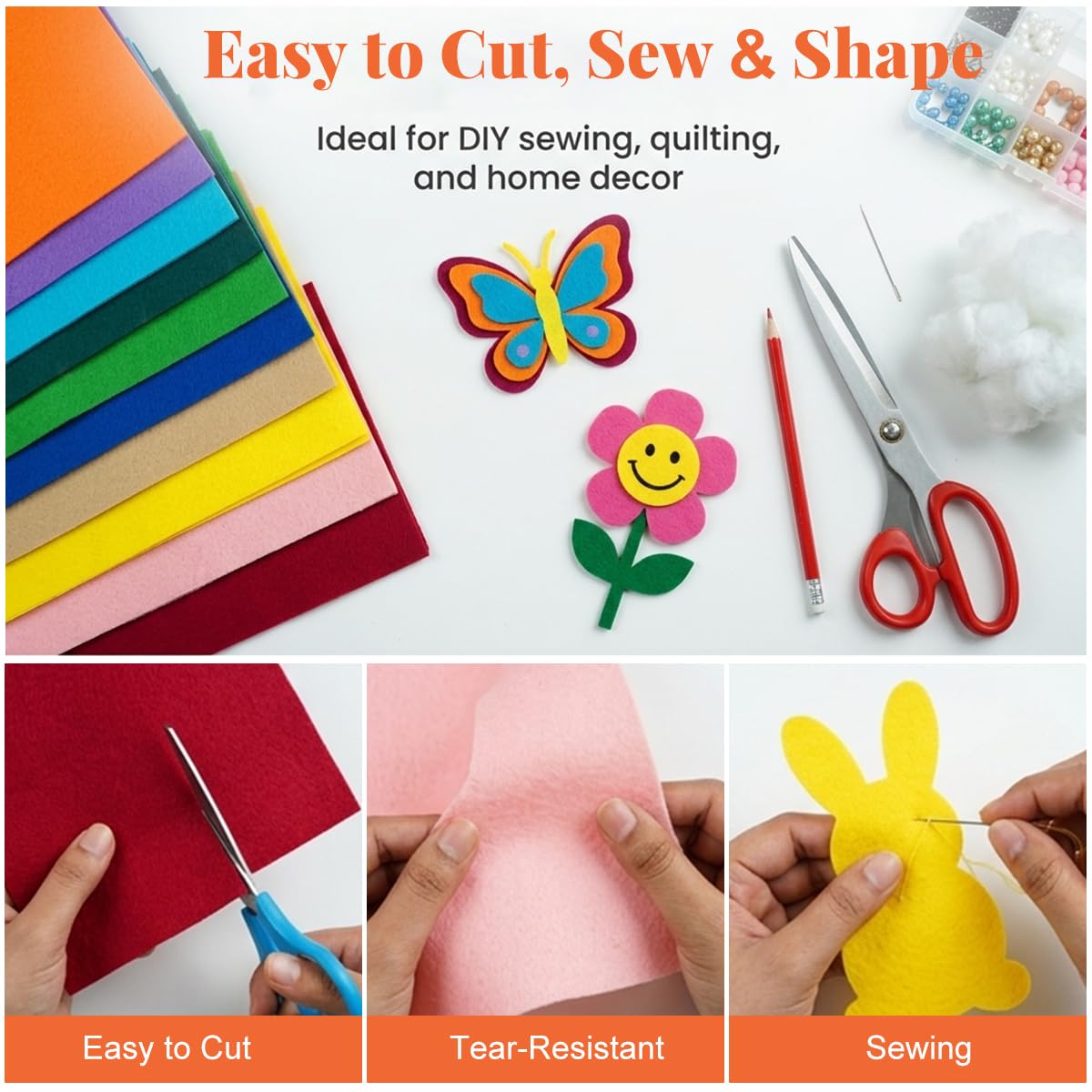 HASTHIP 8"x35" Stiff Felt Sheets, 12 Morandi Colours for Creative Crafts, Sewing and DIY Projects
