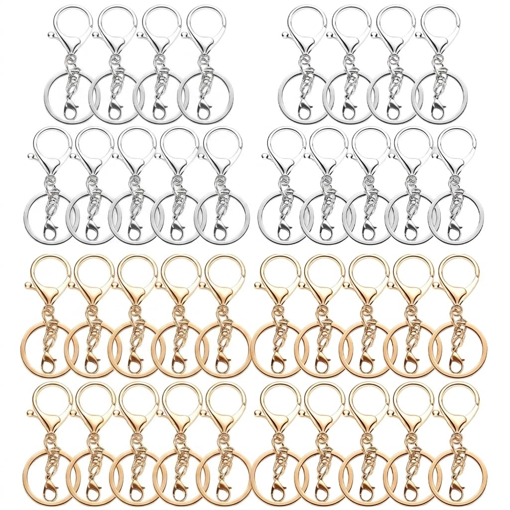 HASTHIP 20-Piece Metal Lobster Claw Clasps and Key Rings for DIY Crafts and Custom Accessories