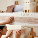 HASTHIP 3D Floral Peel-and-Stick Wallpaper Border, Water-Resistant Trim for Home Interiors
