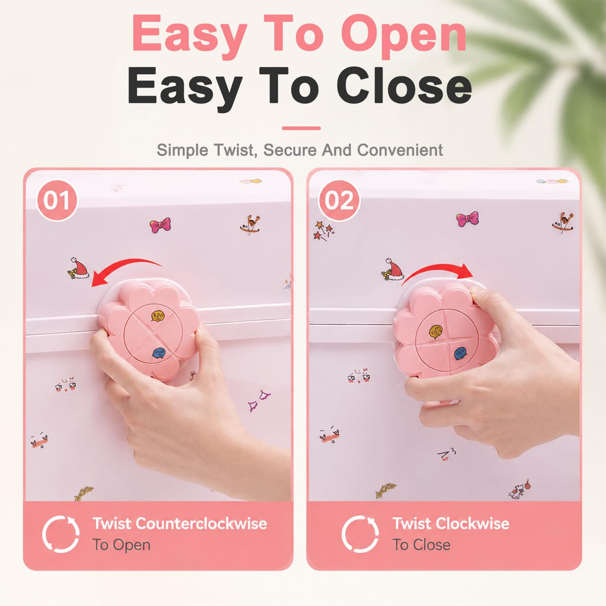 HASTHIP 3-Layer Hair Accessories Organizer Box in Pink with Divided Storage and Built-In Handle