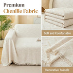 HASTHIP Chenille Couch Cover with Tassels and Woven Texture for Living Room Seating