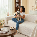 HASTHIP Chenille Couch Cover with Tassels and Woven Texture for Living Room Seating