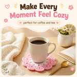 HASTHIP Crochet Cotton Coasters, Set of Five Floral Drink Mats for Cups and Mugs