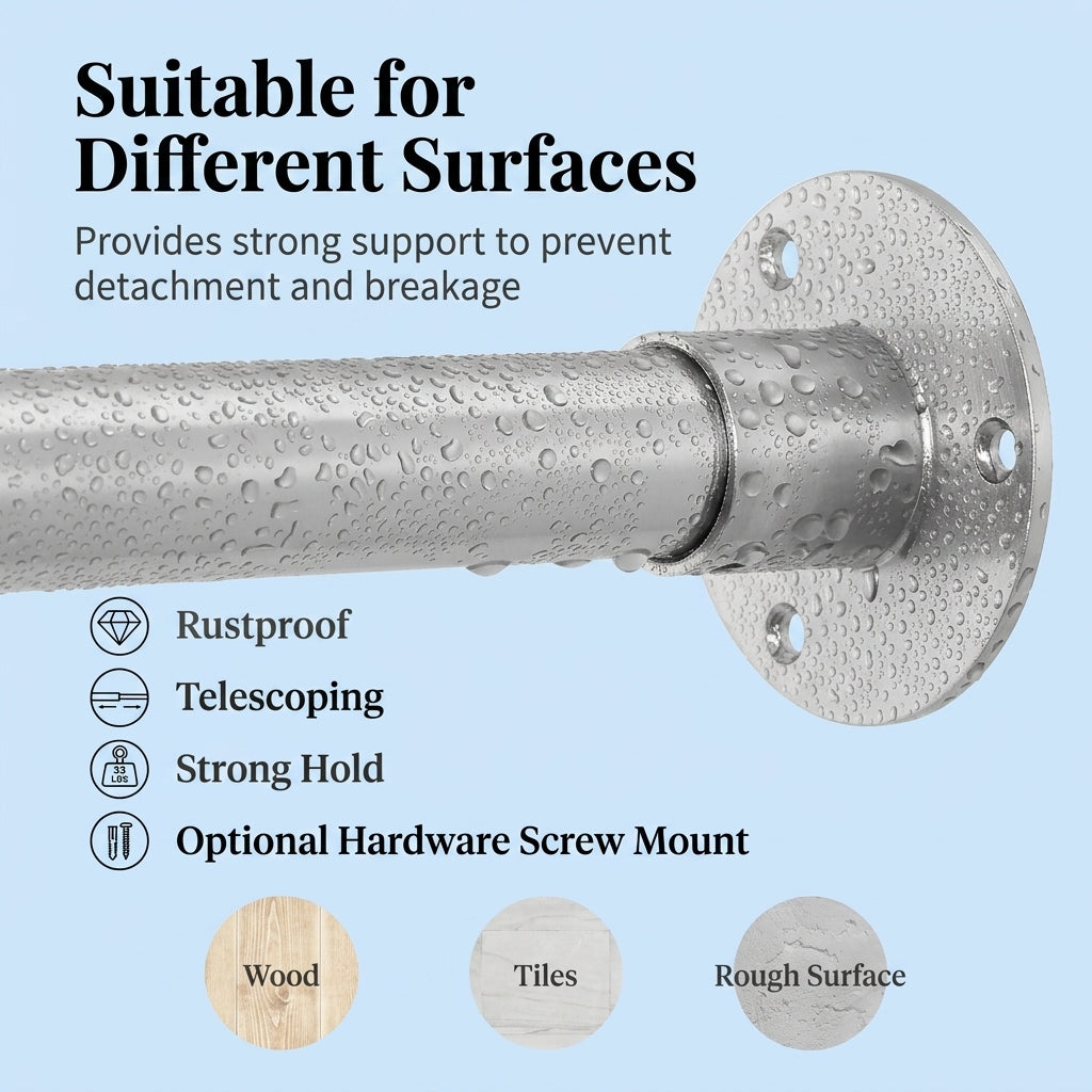 HASTHIP Adjustable L Shaped Shower Curtain Rod with Stainless Steel Corner Design