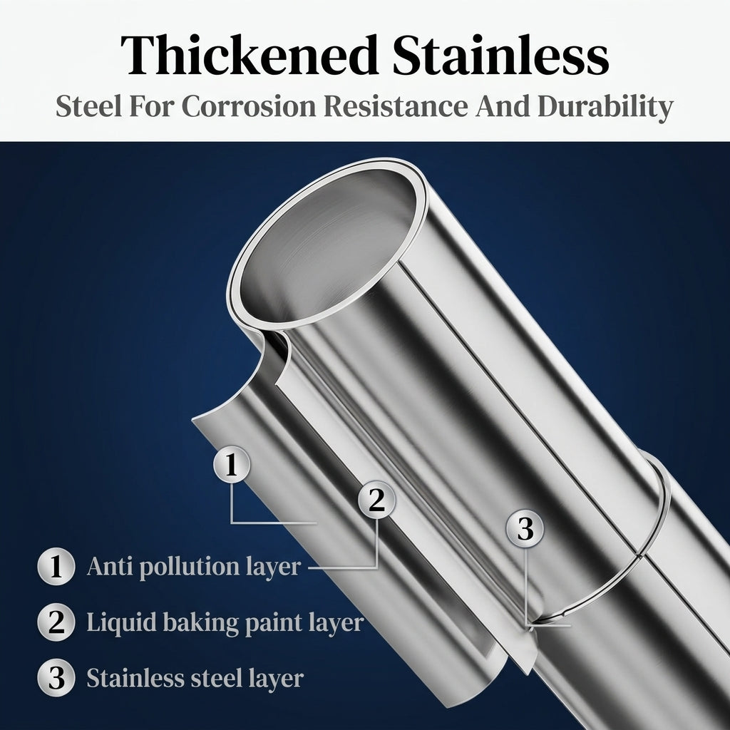 HASTHIP Adjustable L Shaped Shower Curtain Rod with Stainless Steel Corner Design