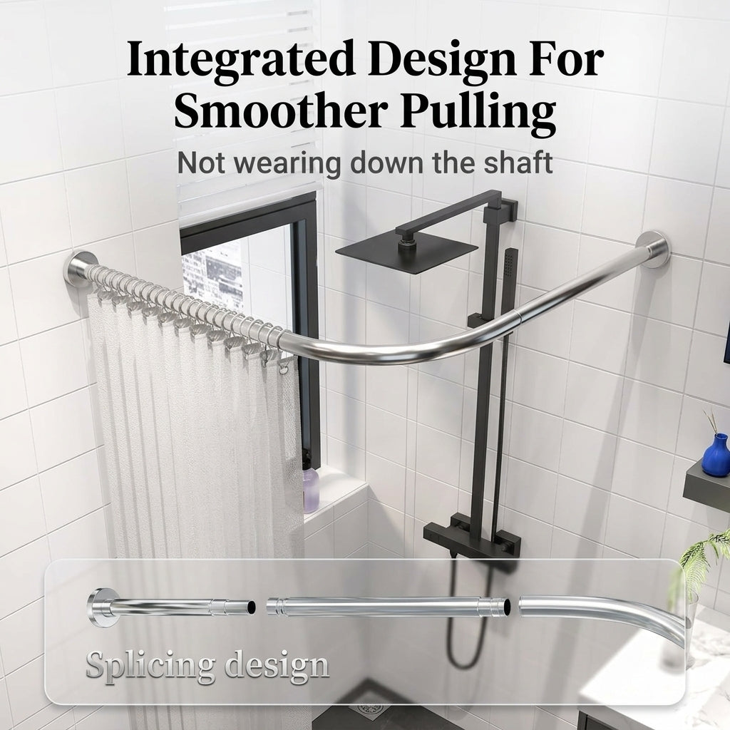 HASTHIP Adjustable L Shaped Shower Curtain Rod with Stainless Steel Corner Design