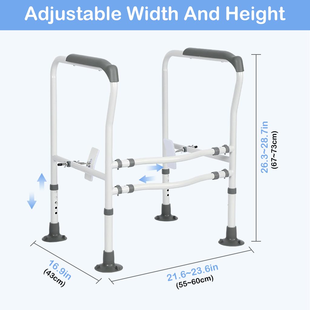 HASTHIP Adjustable Carbon Steel Toilet Safety Rail for Seniors