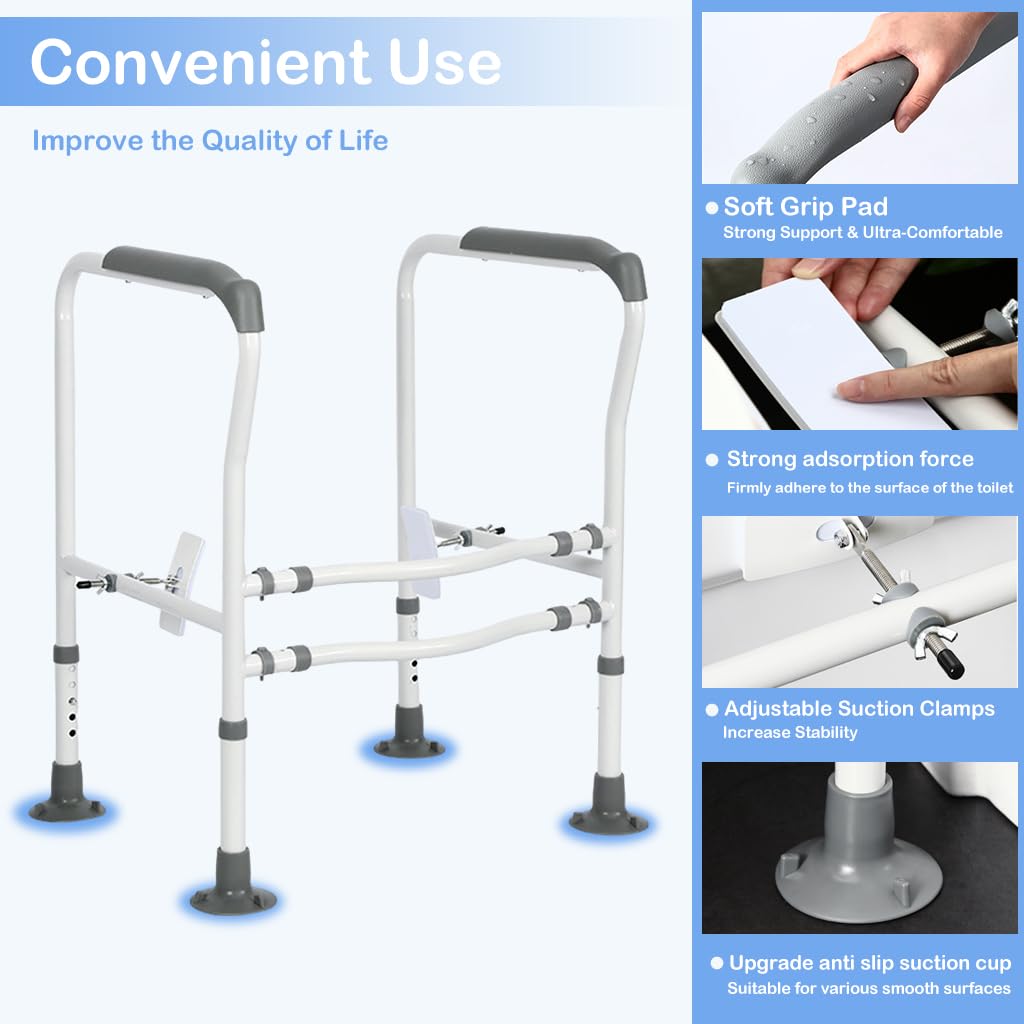 HASTHIP Adjustable Carbon Steel Toilet Safety Rail for Seniors
