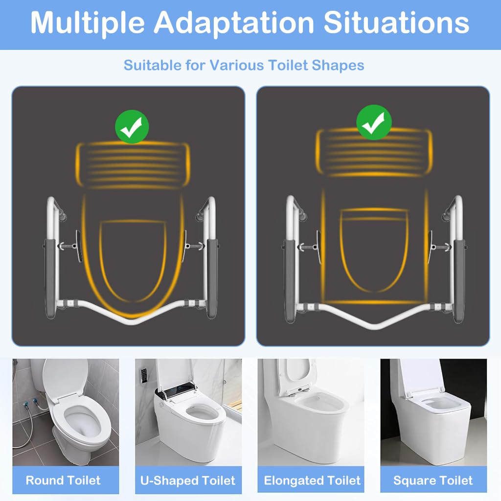 HASTHIP Adjustable Carbon Steel Toilet Safety Rail for Seniors