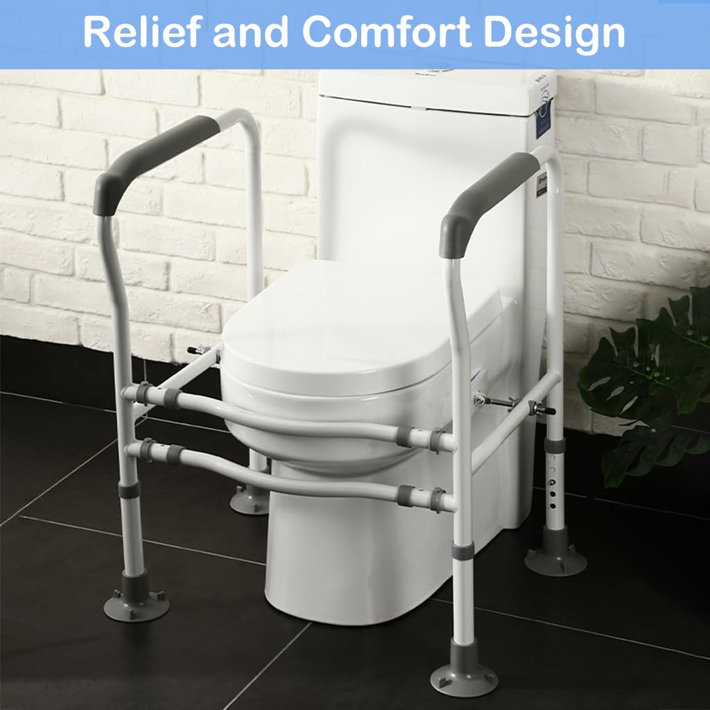 HASTHIP Adjustable Carbon Steel Toilet Safety Rail for Seniors