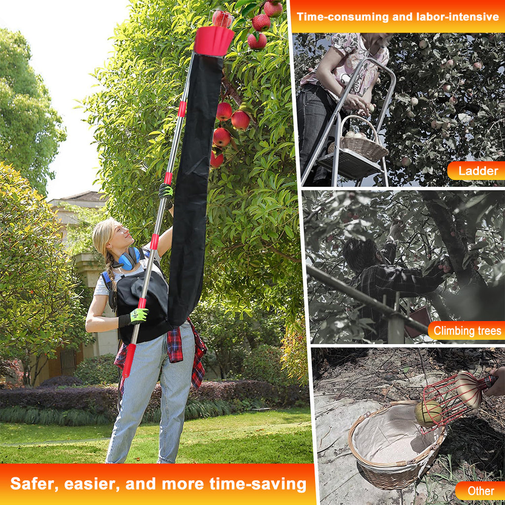 HASTHIP® 13Ft Assembly Fruit Picker with Transfer Channel & One-piece Wearable Fruit Bag Extented Long Handle Fruit Picker New No-drop Fruit Picker Fruit Harvesting Tool for Apple, Mango