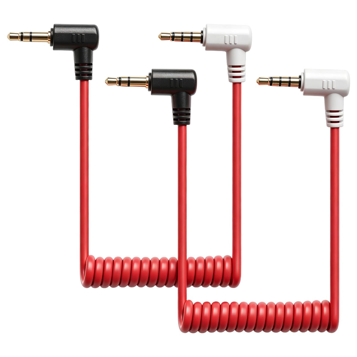 HASTHIP TRS to TRRS Microphone Cable with Coiled Cord and Gold-Plated Connectors for Recording