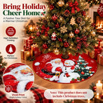 HASTHIP Christmas Tree Skirt, 35 Pulgadas (89 cm), Red Plush with Snowman and Snowflake Prints