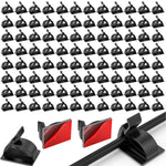 HASTHIP 100-Piece Self-Adhesive Cable Clips with Quick-Release Design, Low-Profile Black Plastic