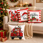 HASTHIP Set of 4 Christmas Cushion Covers, 18 x 18 Pulgadas, with Reindeer, Santa and Snowman Prints