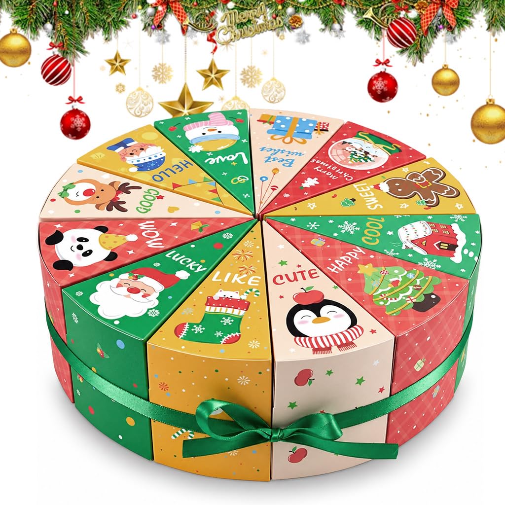 HASTHIP 12-Day Advent Calendar Box Set, Flat-Pack Paperboard with 12 Compartments and Ribbon