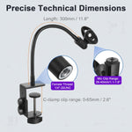 HASTHIP Flexible Gooseneck Desk Microphone Stand with Adjustable Clip and Hand-Tightened C-Clamp