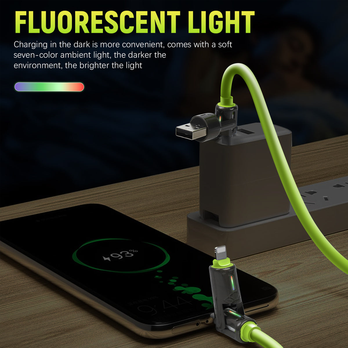 HASTHIP® 4-in-1 240W Type C Cable Fast Charging Cable, 30W USB C to Cable, 3.94ft Braided Silicone Cable with RGB Smart Breathing Light for