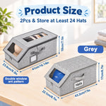 HASTHIP Stackable Baseball Hat Storage Box Set with Clear Windows, Dual Zippers and Side Handles