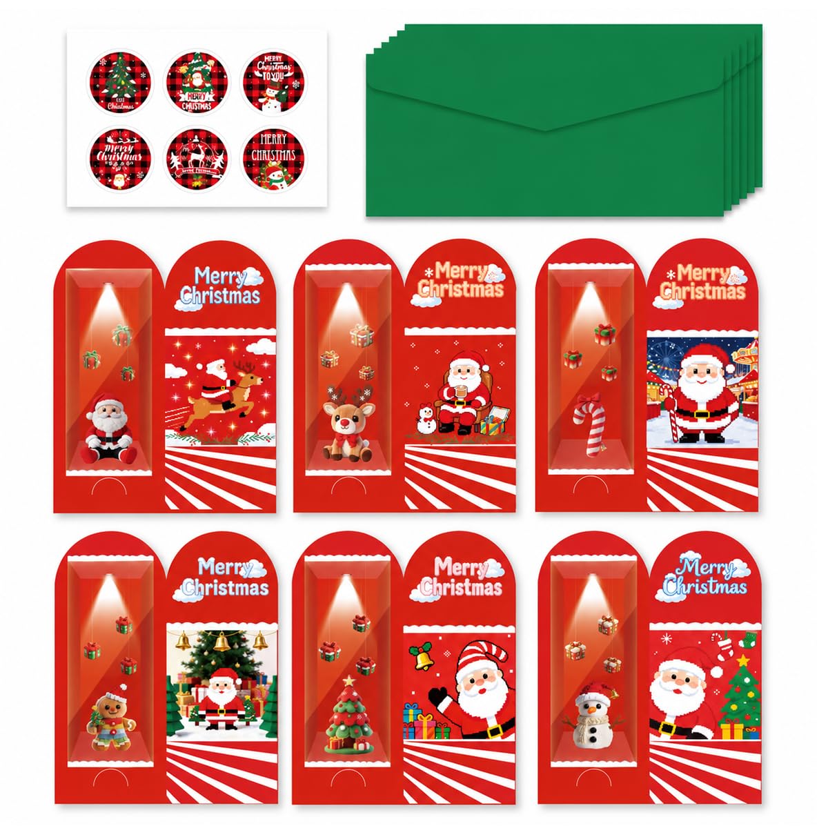 HASTHIP 13-Piece Christmas Money Wallet Set with 6 Designs, Envelopes and Stickers