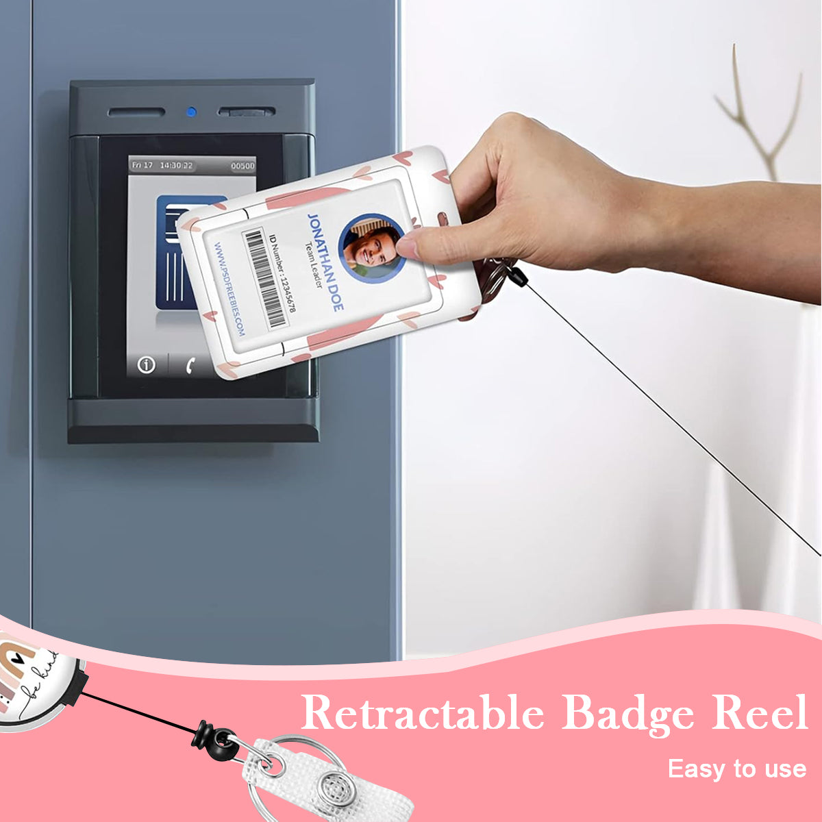 HASTHIP® ID Badge Holder Keyring with Detachable Neck Lanyard 23 inches Retractable Reel Badge Holder Fashion Cute Rainbow Print Multipurpose Retractable Badge Holder for Keys/Badge/Door Cards
