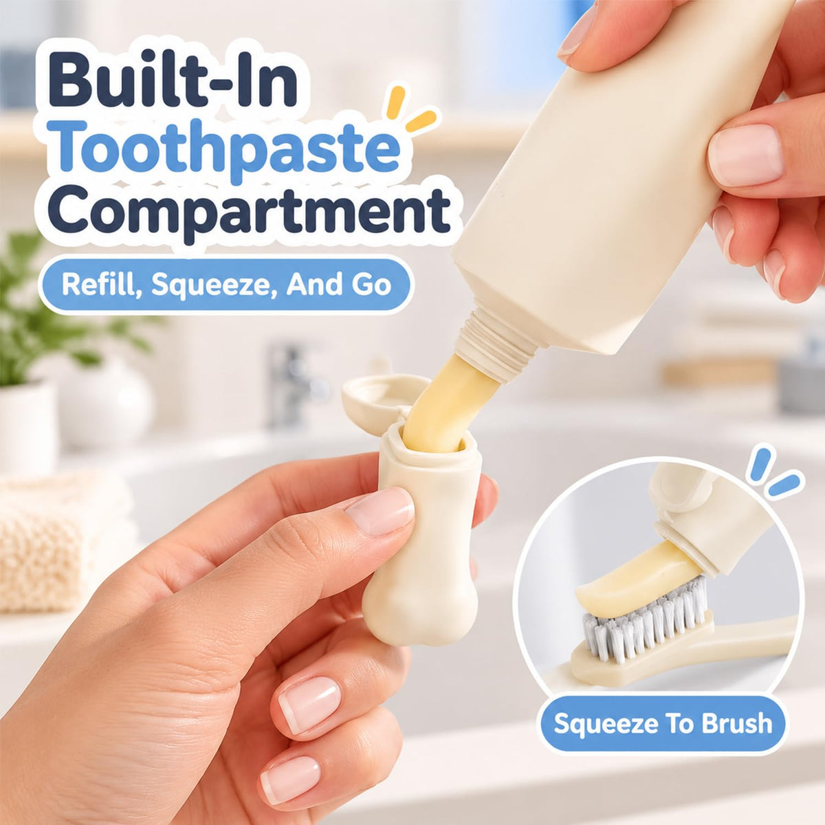 HASTHIP 2-Pack Shiba Inu Toothbrush Holder with Refillable Silicone Paste Dispenser and Travel Lanyard