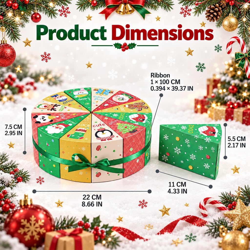 HASTHIP 12-Day Advent Calendar Box Set, Flat-Pack Paperboard with 12 Compartments and Ribbon