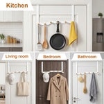 HASTHIP Over-the-Door Hook Rack with Six Non-Slip Wooden Hooks and No-Drill Hanging
