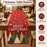 HASTHIP Christmas Table Runner with Red-and-Green Plaid, Snowflake Print and Slip-Resistant Linen Texture