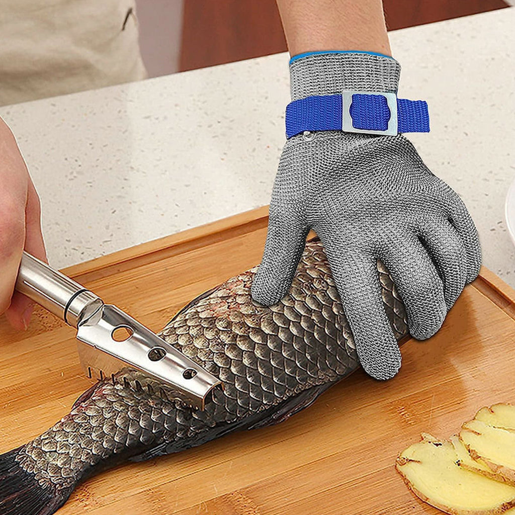 HASTHIP® 1 Pair Work Gloves Stainless Steel Mesh Glove Anti-Cut Work Gloves Stainless Steel Mesh Glove Puncture Proof Safety Glove for Fish Handling, Meat Processing, Metalworking, Gardening