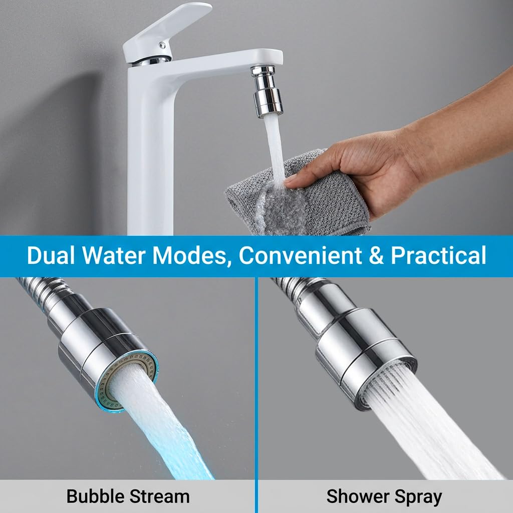 HASTHIP Flexible Faucet Extender with 360 Rotation, Two Water Modes and Bendable Positioning