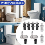 HASTHIP 6-Piece Toilet Seat Fixing Kit with Black Stainless Steel Hinges and Top-Fix Rubber Nuts