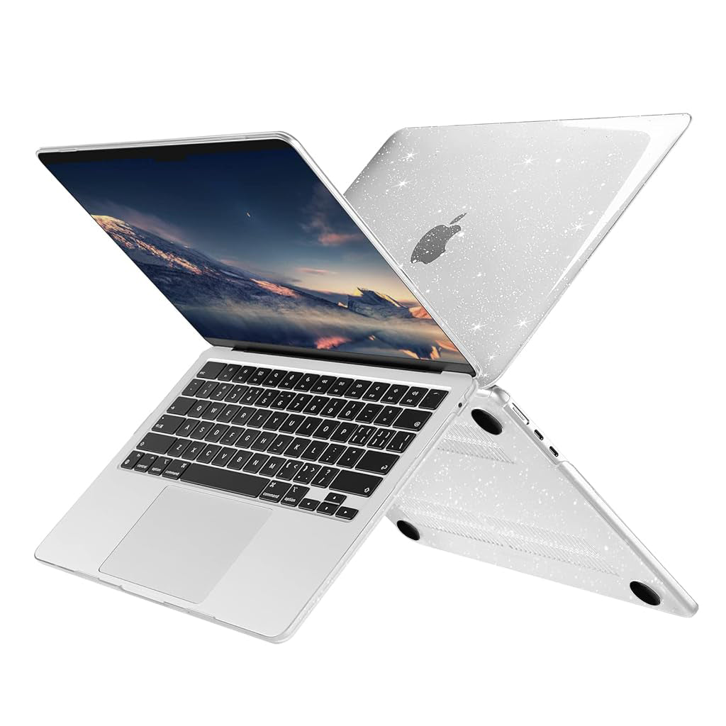 HASTHIP® Laptop Case for MacBook Air M2 A2681/M3 A3113 13.6 inch Sparkling Transparent Laptop Case Fashion Cover Transparent Laptop Case Cover Compatible with MacBook Air13.6 A2681/A3113