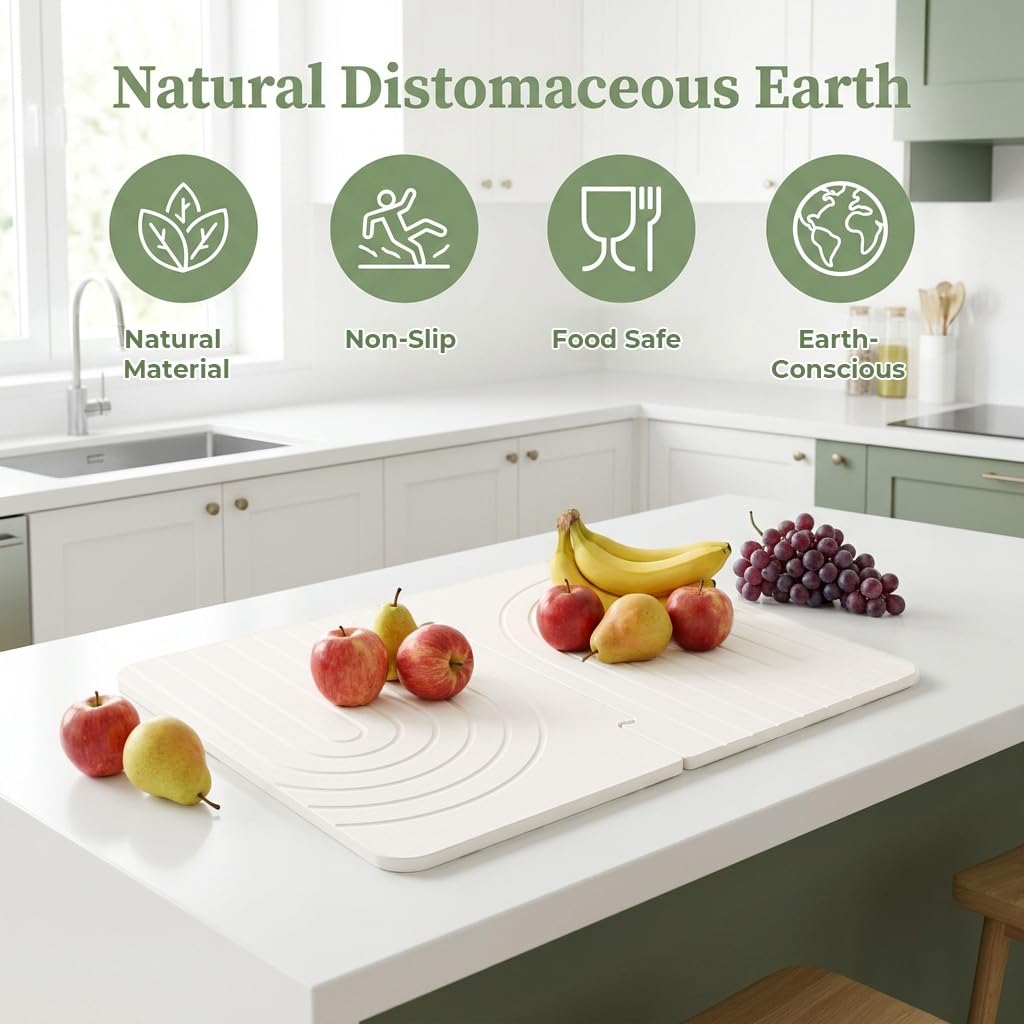 HASTHIP Diatomite Stone Drying Mat with Interlocking Buckle Design for Kitchen and Bathroom