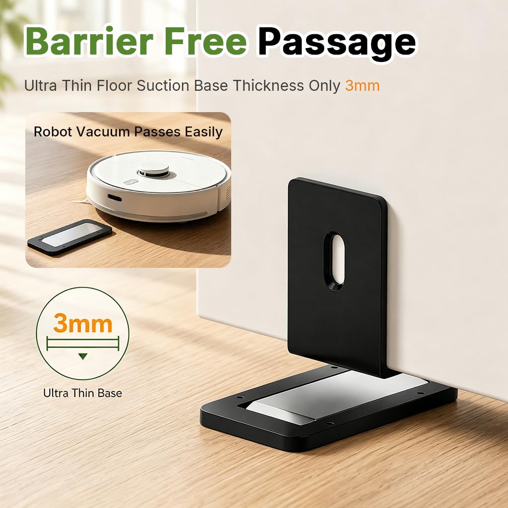 HASTHIP Magnetic Floor Door Stop with Low-Profile Design, Strong Magnet and Black Finish for Home and Office