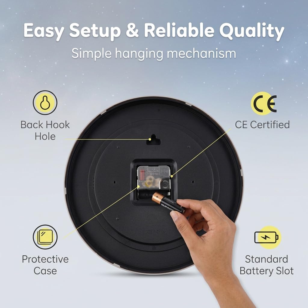 HASTHIP Kids' Astronaut Wall Clock, Silent Colourful Analogue Dial for Learning to Read Time.