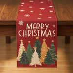 HASTHIP Christmas Table Runner with Red-and-Green Plaid, Snowflake Print and Slip-Resistant Linen Texture