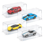 HASTHIP 1/64 Model Car Display Cases, 4 Clear Acrylic Boxes, Stackable with Rounded Edges