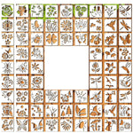 HASTHIP 72 Pcs Botanical Stencils Set Butterfly Flower Nature Templates Reusable PET
