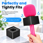 HASTHIP Handheld Microphone Adapter Kit with Cold Shoe Mount, Windscreen and Logo Flag Holder
