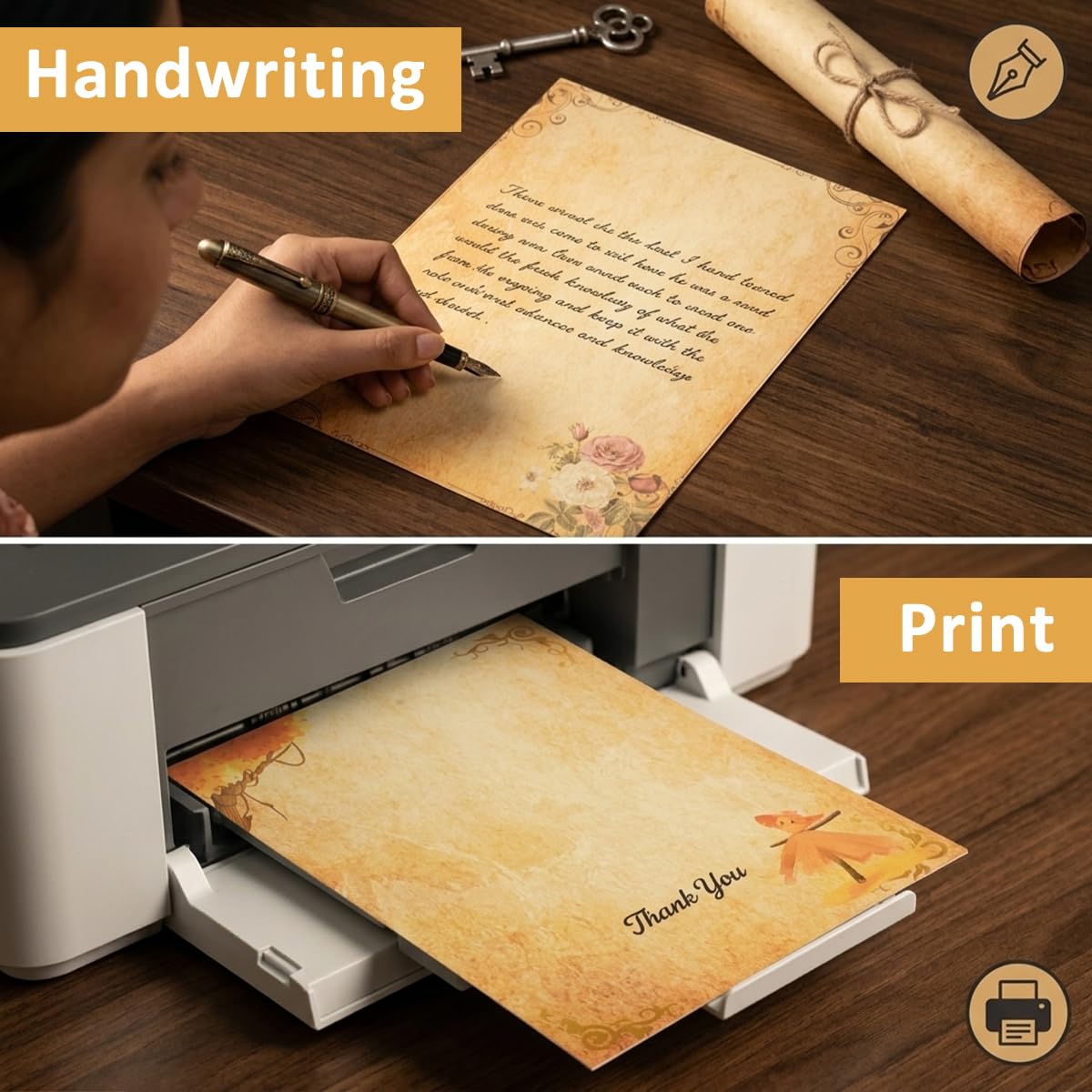 HASTHIP 40-Sheet Vintage Floral Writing Paper with 8 Designs for Letters and Creative Crafts