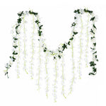HASTHIP White Artificial Wisteria Garland, 2,5 m with 10 Silk Flower Strands for Wedding Decor