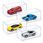 HASTHIP 4-Piece 1:64 Model Car Display Cases with Clear Acrylic Covers and White Bases