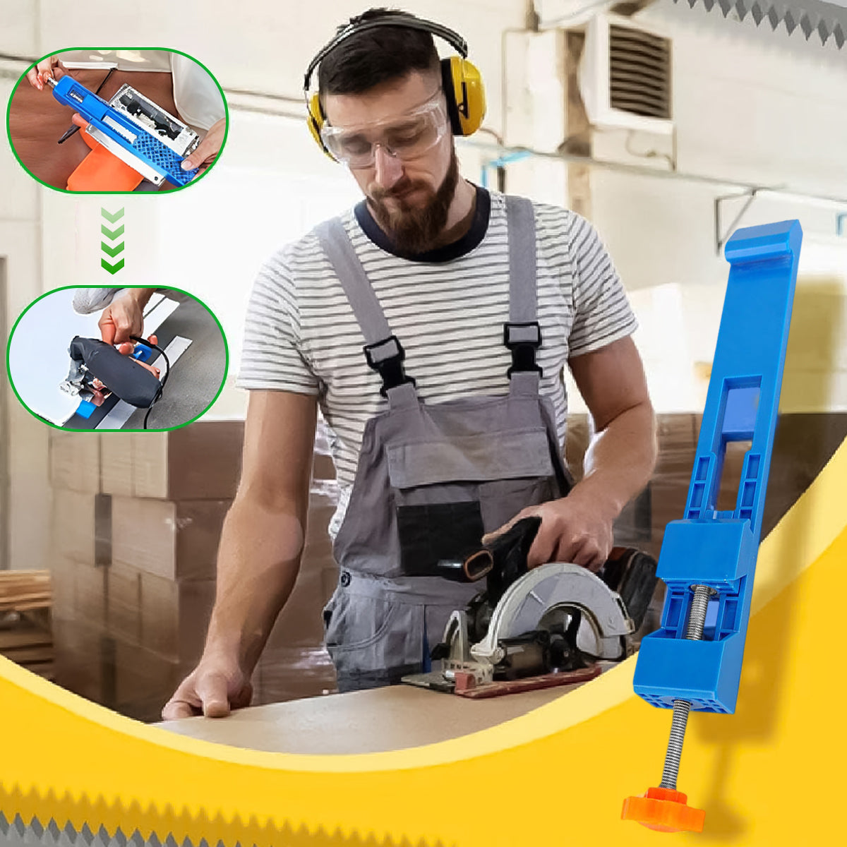 HASTHIP® Cutting Machine Base Guide 5.3-8.2 inches Cutting Length Adjustable Woodcraft Electric Circular Saw Milling Positioning Clamp Precision Wood Cutting Guide