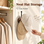 HASTHIP L-Shaped Wood and Metal Wall Hat Hooks with Hidden Screw Mounting for Caps and Hair Accessories