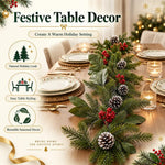 HASTHIP 3.2-Foot Artificial Christmas Garland with Red Berries, Pinecones and Bendable Wire Stem