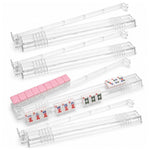 HASTHIP 4-Pack Clear Acrylic Mahjong Tile Racks with Built-In Pushers and Non-Slip Bases