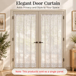 HASTHIP Self-Adhesive Lace Sheer Door Curtain, 100 by 240 cm, No-Drill Hook-and-Loop Mount