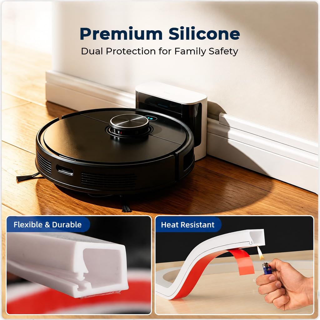 HASTHIP 78 Inch Silicone Cord Hider, Snap-On Cable Cover for Single Wires and Curved Layouts